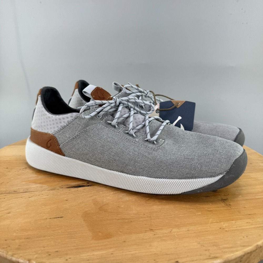 OluKai Nanea Li Mens Size 12 Shoes Lace Up Gray Sneakers Pale Grey / Vapor NEW